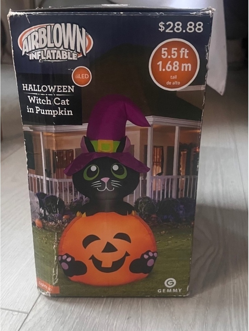 Gemmy Halloween Inflatable 5.5ft Witch Cat Jack Pumpkin Airblow Yard Decor Spook